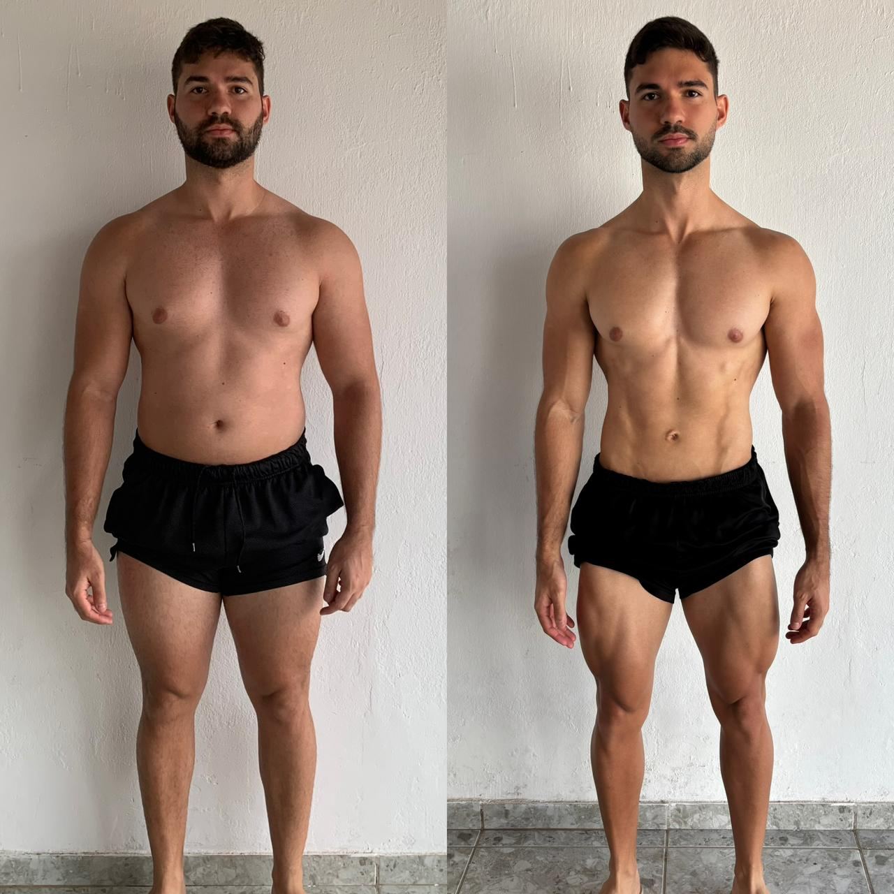 Transformação do Bruno Guedes: antes e depois com 15,6 kg de diferença